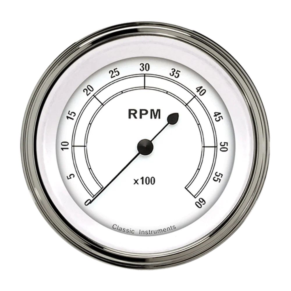 Classic White 3 3_8_ Tachometer CW60SLF